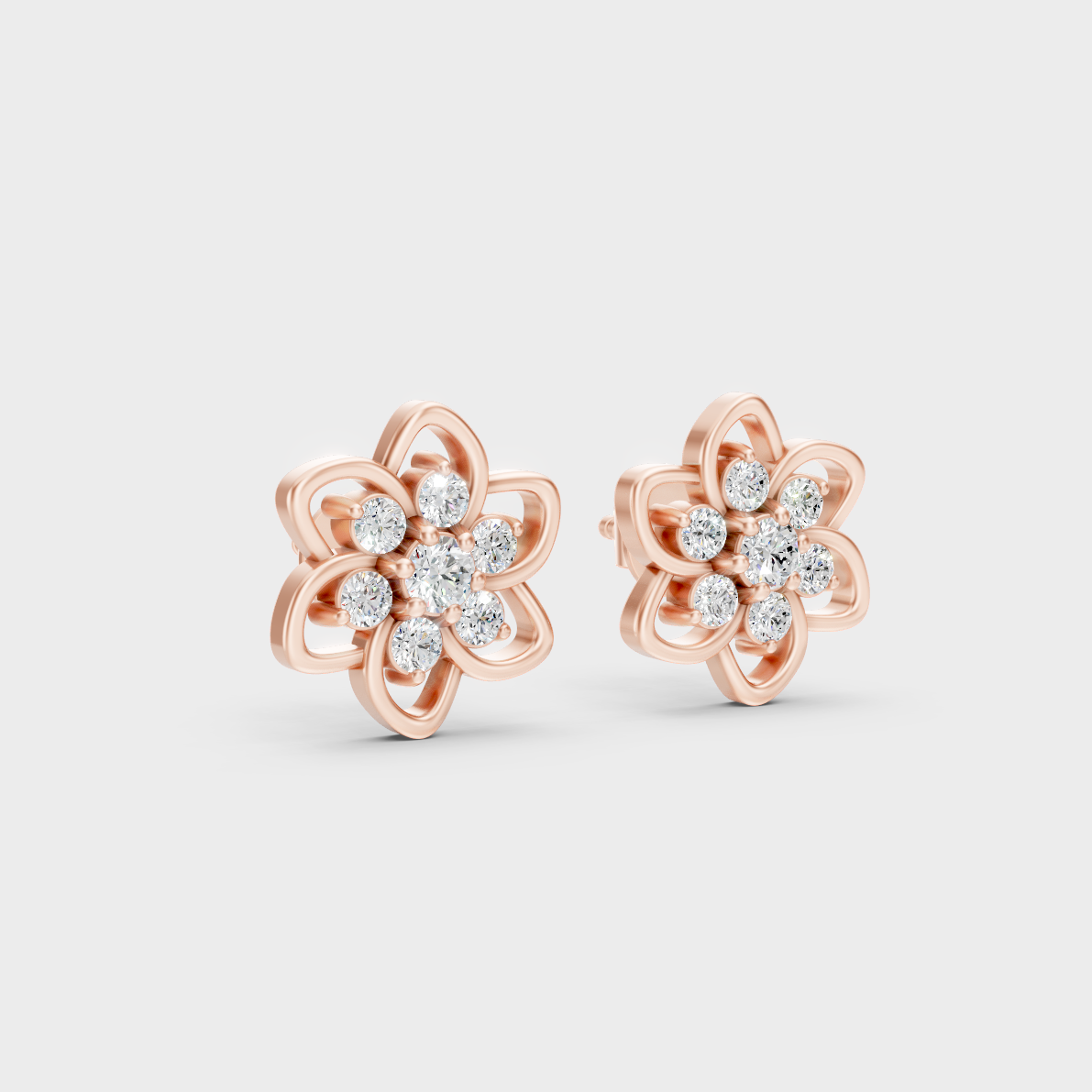 Sleek 14K Rose Gold Studs Featuring Certified 0.09 Carat Each Round Lab Diamonds 