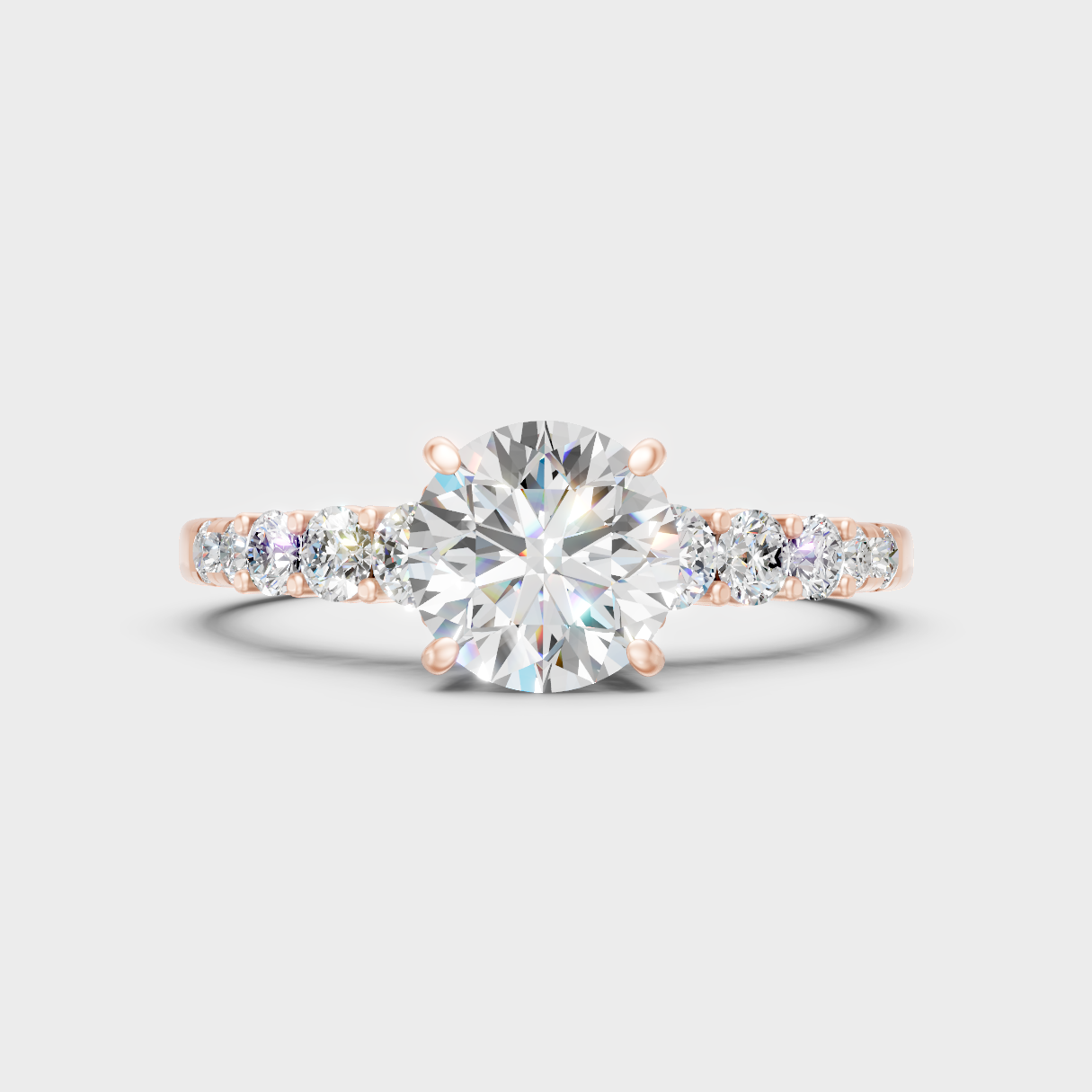 Romantic 18K Rose Gold Engagement Ring With Round Lab Diamond Twist Halo