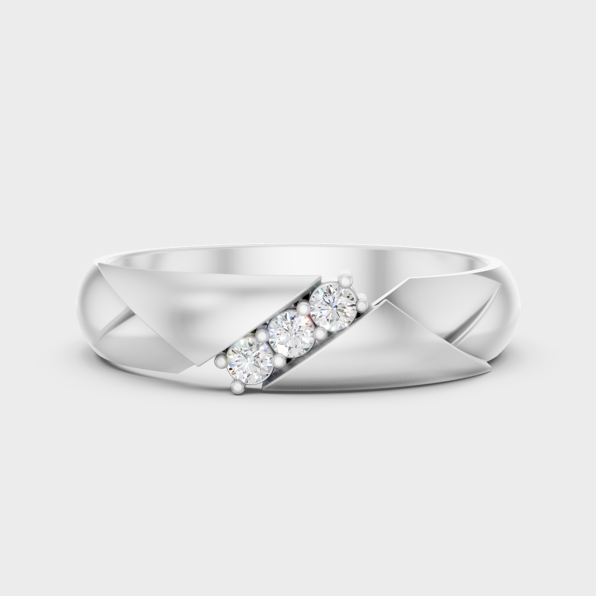 GLI Certified 0.075 Carat Round-Cut Lab-Grown Diamond Men’s Ring In 14K White Gold