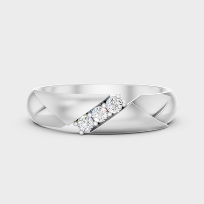 GLI Certified 0.075 Carat Round-Cut Lab-Grown Diamond Men’s Ring In 14K White Gold