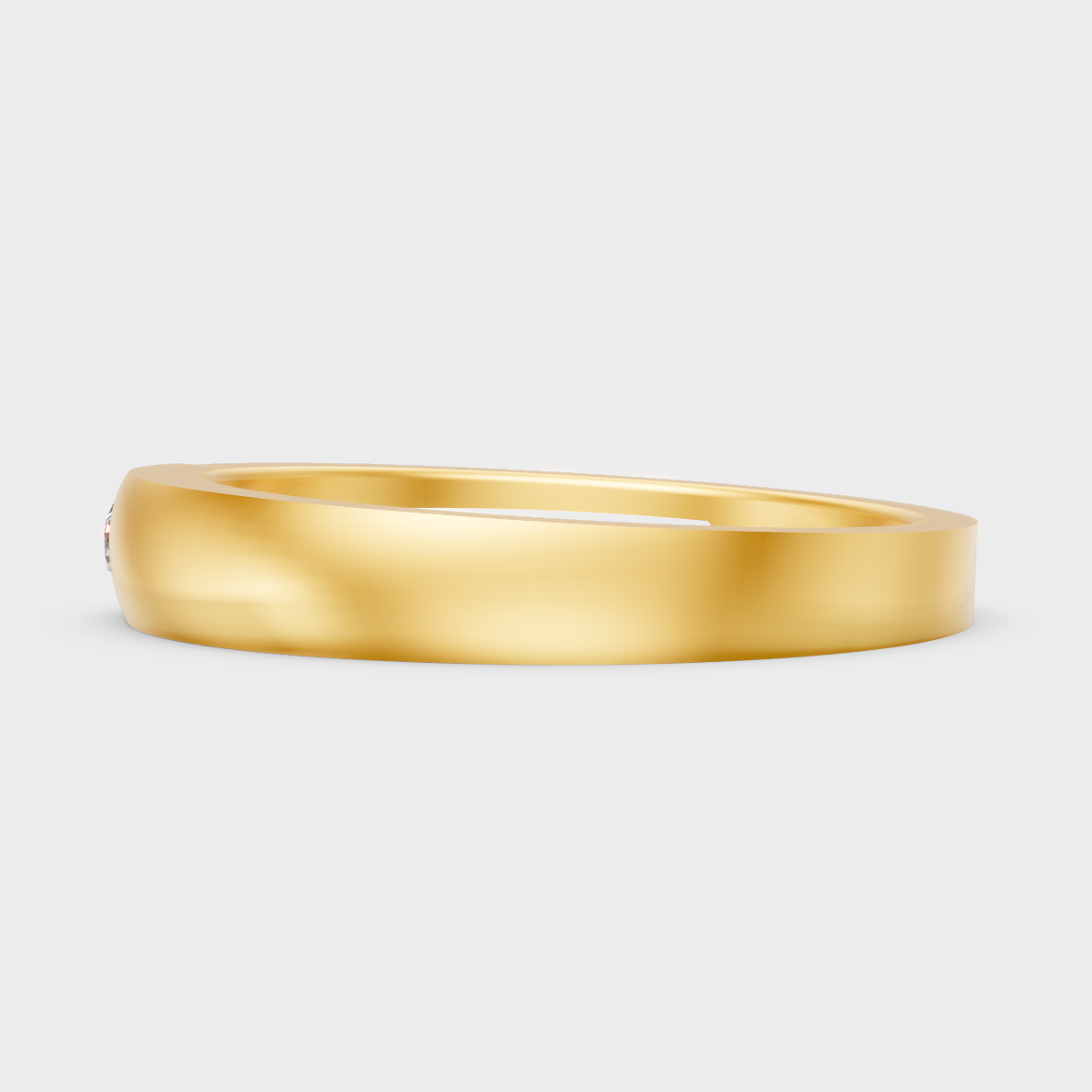 Radiant Yellow Gold Men’s Statement Band With Certified 0.07Ct Round Solitaire