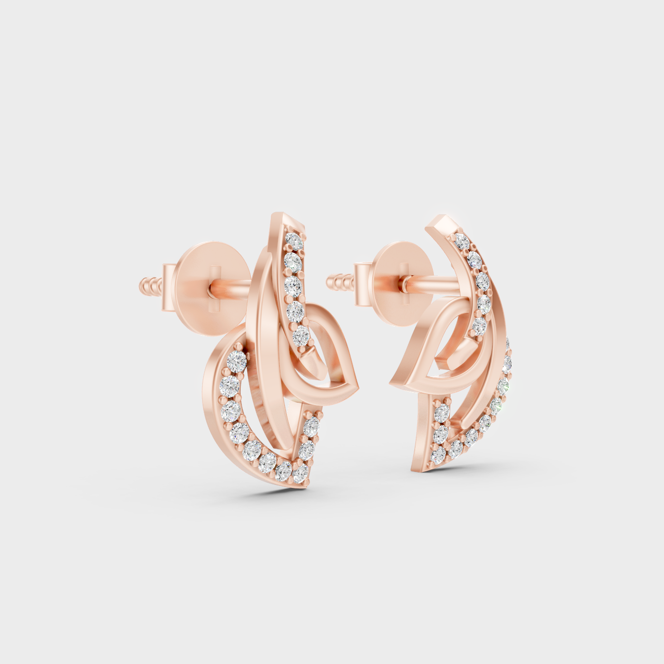 Sleek 14K Rose Gold Studs Featuring Certified 0.06 Carat Each Round Lab Diamonds