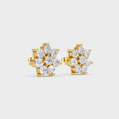 Classic 14K Yellow Gold Lab Diamond Studs Featuring 1.32 Carat Each Round Stones 