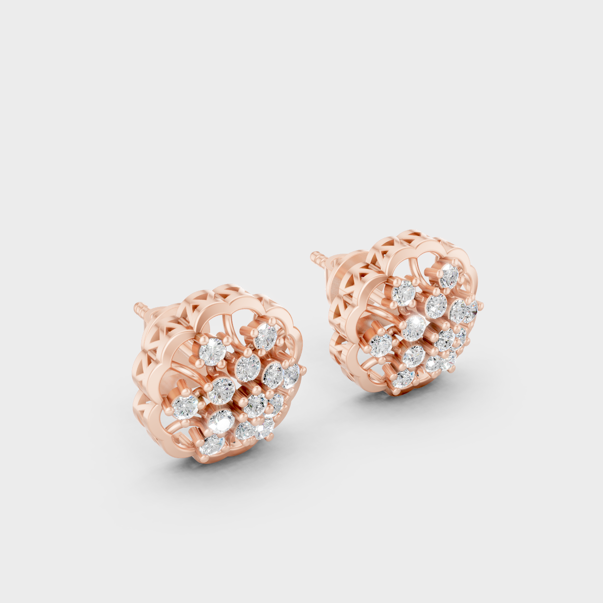  Sleek 14K Rose Gold Studs Featuring Certified 0.45 Carat Each Round Lab Diamonds