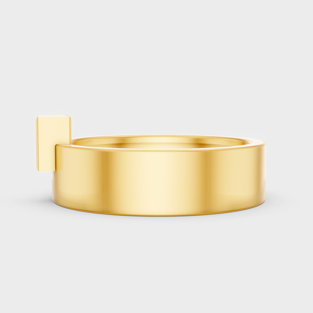 Radiant Yellow Gold Men’s Statement Band With Certified 0.25Ct Princess Solitaire