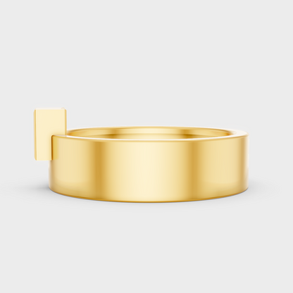  Radiant Yellow Gold Men’s Statement Band With Certified 0.25Ct Princess Solitaire