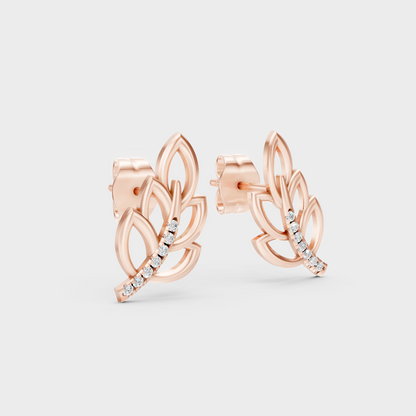 Sleek 14K Rose Gold Studs Featuring Certified 0.04 Carat Each Round Lab Diamonds