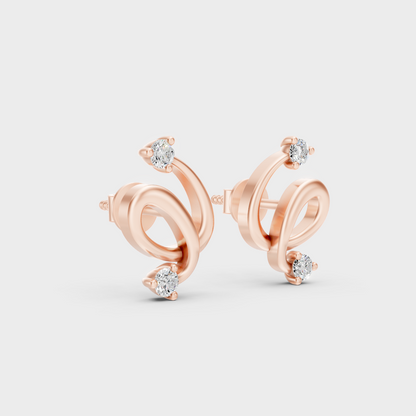 Sleek 14K Rose Gold Studs Featuring Certified 0.04 Carat Each Round Lab Diamonds 