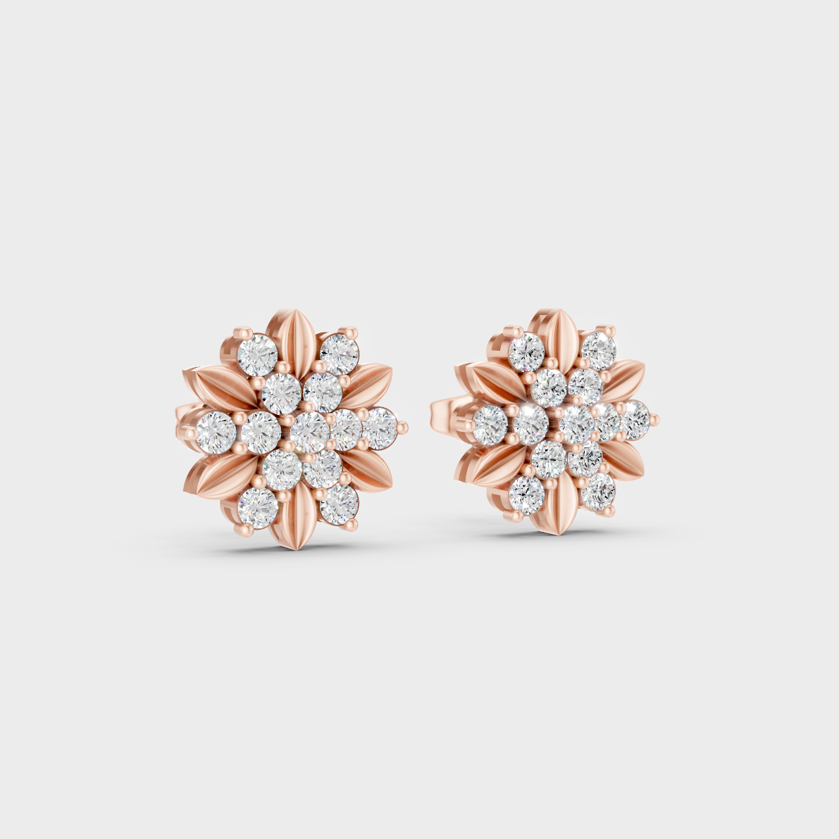 Sleek 14K Rose Gold Studs Featuring Certified 0.45 Carat Each Round Lab Diamonds