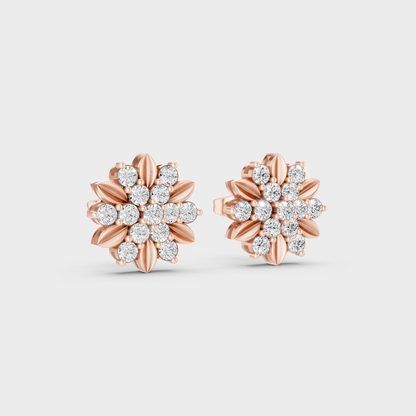 Sleek 14K Rose Gold Studs Featuring Certified 0.45 Carat Each Round Lab Diamonds