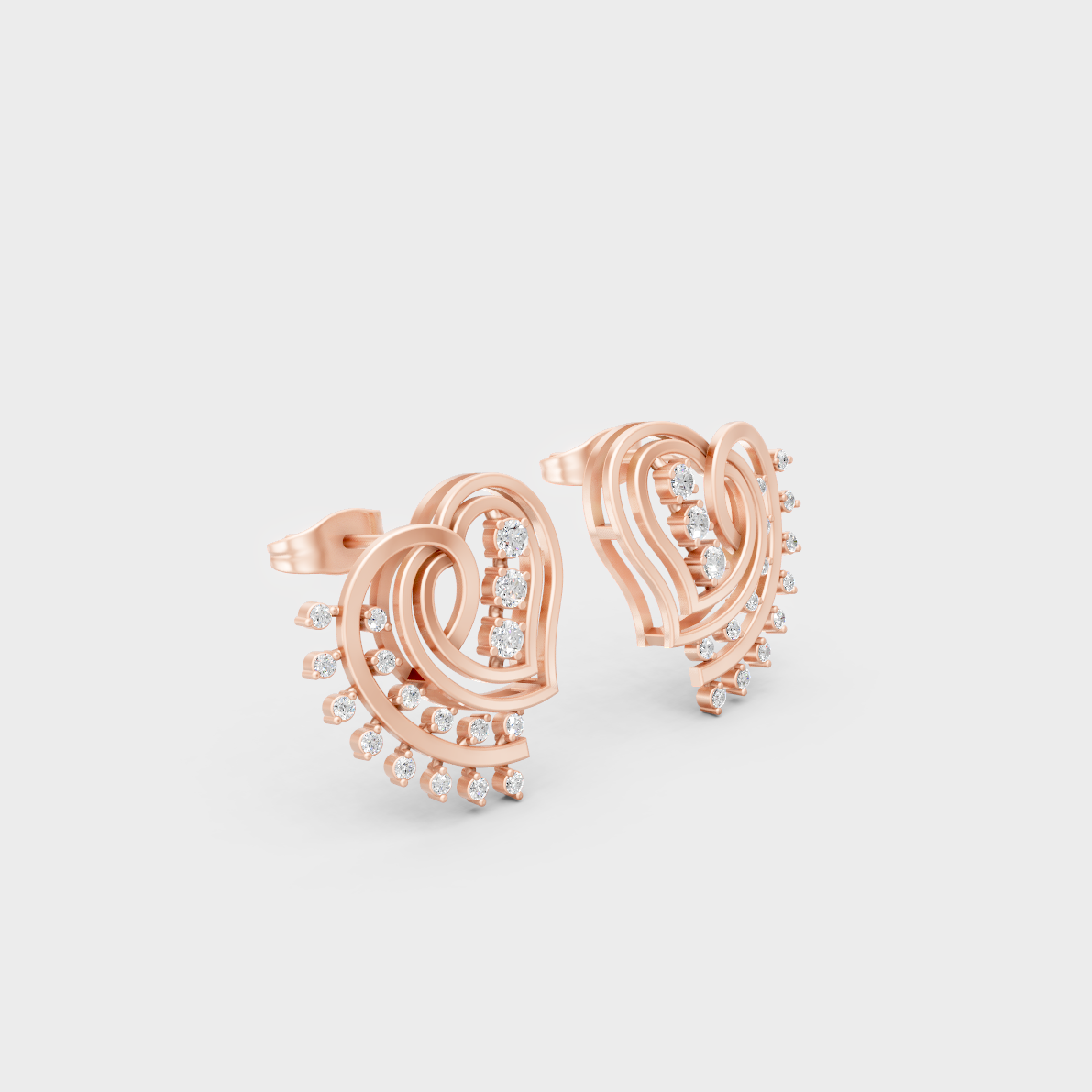 Sleek 14K Rose Gold Studs Featuring Certified 0.22 Carat Each Round Lab Diamonds