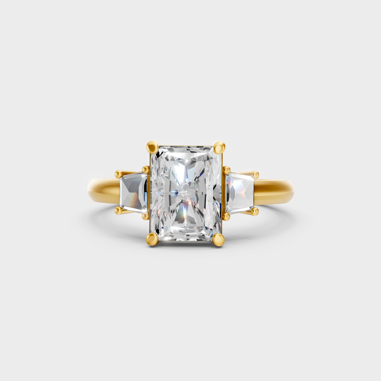Certified Radiant-Cut Lab-Grown Diamond Ring In 14K Yellow Gold