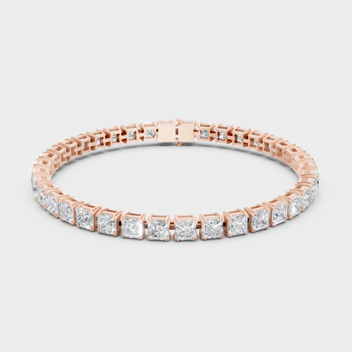 Premium Princess Diamond Tennis Bracelet Rose Gold