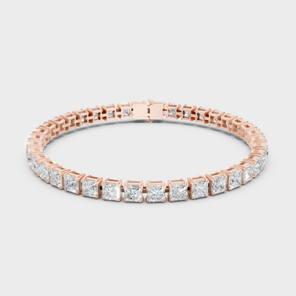Premium Princess Diamond Tennis Bracelet Rose Gold