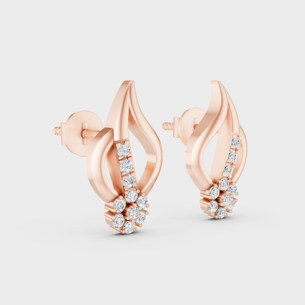 Sleek 14K Rose Gold Studs Featuring Certified 0.10 Carat Each Round Lab Diamonds 