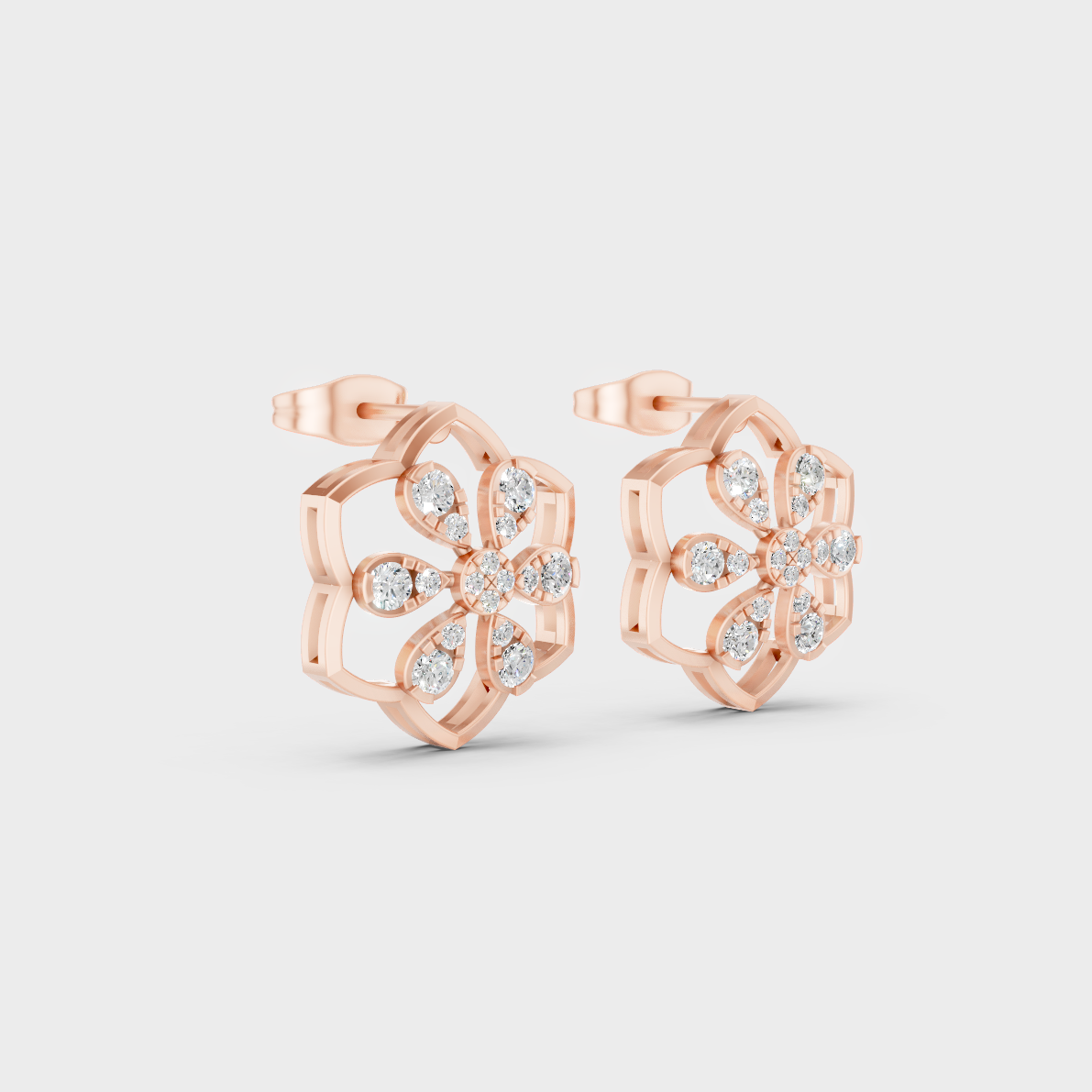 Sleek 14K Rose Gold Studs Featuring Certified 0.35 Carat Each Round Lab Diamonds 
