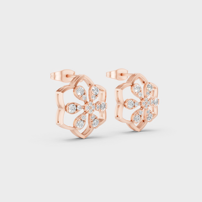 Sleek 14K Rose Gold Studs Featuring Certified 0.35 Carat Each Round Lab Diamonds 
