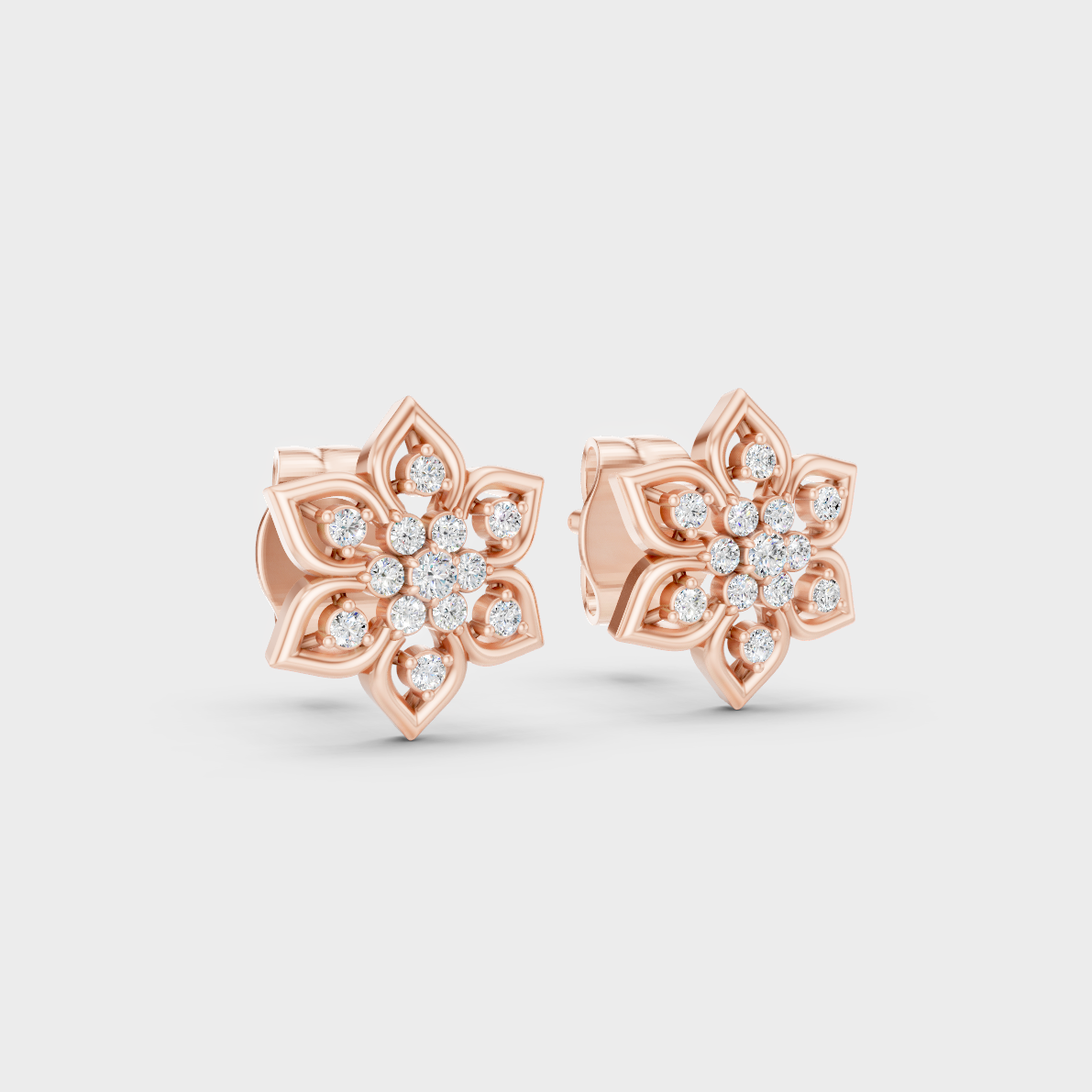 Sleek 14K Rose Gold Studs Featuring Certified 0.07 Carat Each Round Lab Diamonds
