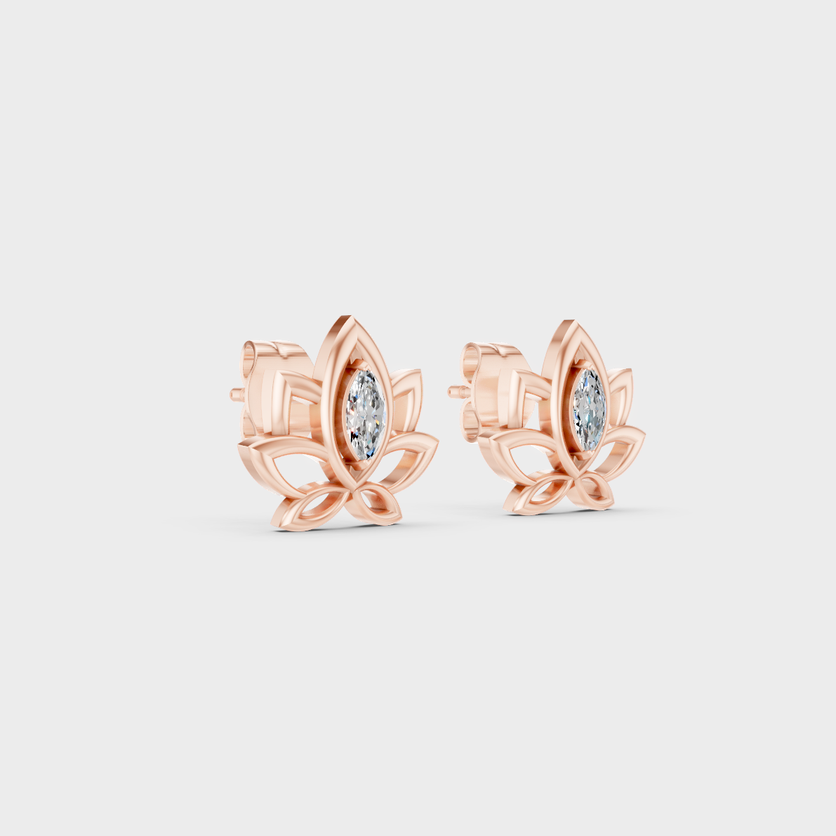 Sleek 14K Rose Gold Studs Featuring Certified 0.15 Carat Each Marquise Lab Diamonds