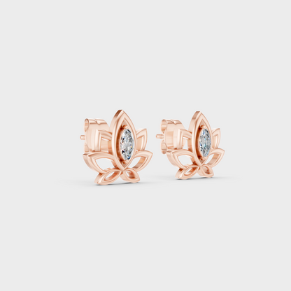 Sleek 14K Rose Gold Studs Featuring Certified 0.15 Carat Each Marquise Lab Diamonds