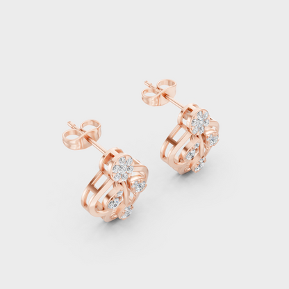  Sleek 14K Rose Gold Studs Featuring Certified 0.28 Carat Each Round Lab Diamonds