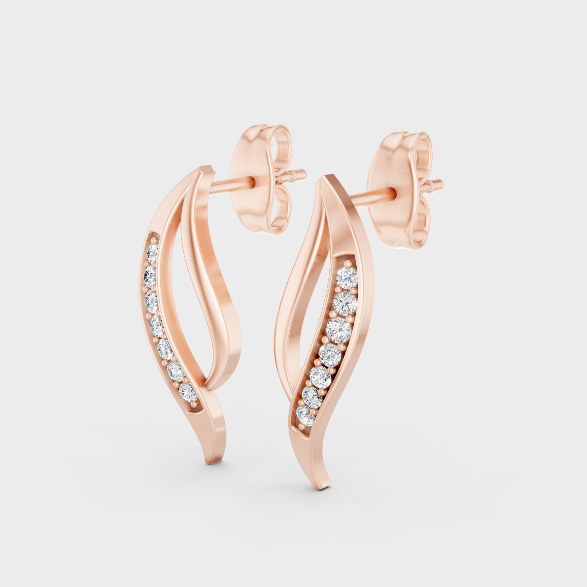 9K Rose Gold Round-Cut Lab-Grown Diamond Earrings With Hallmark Quality