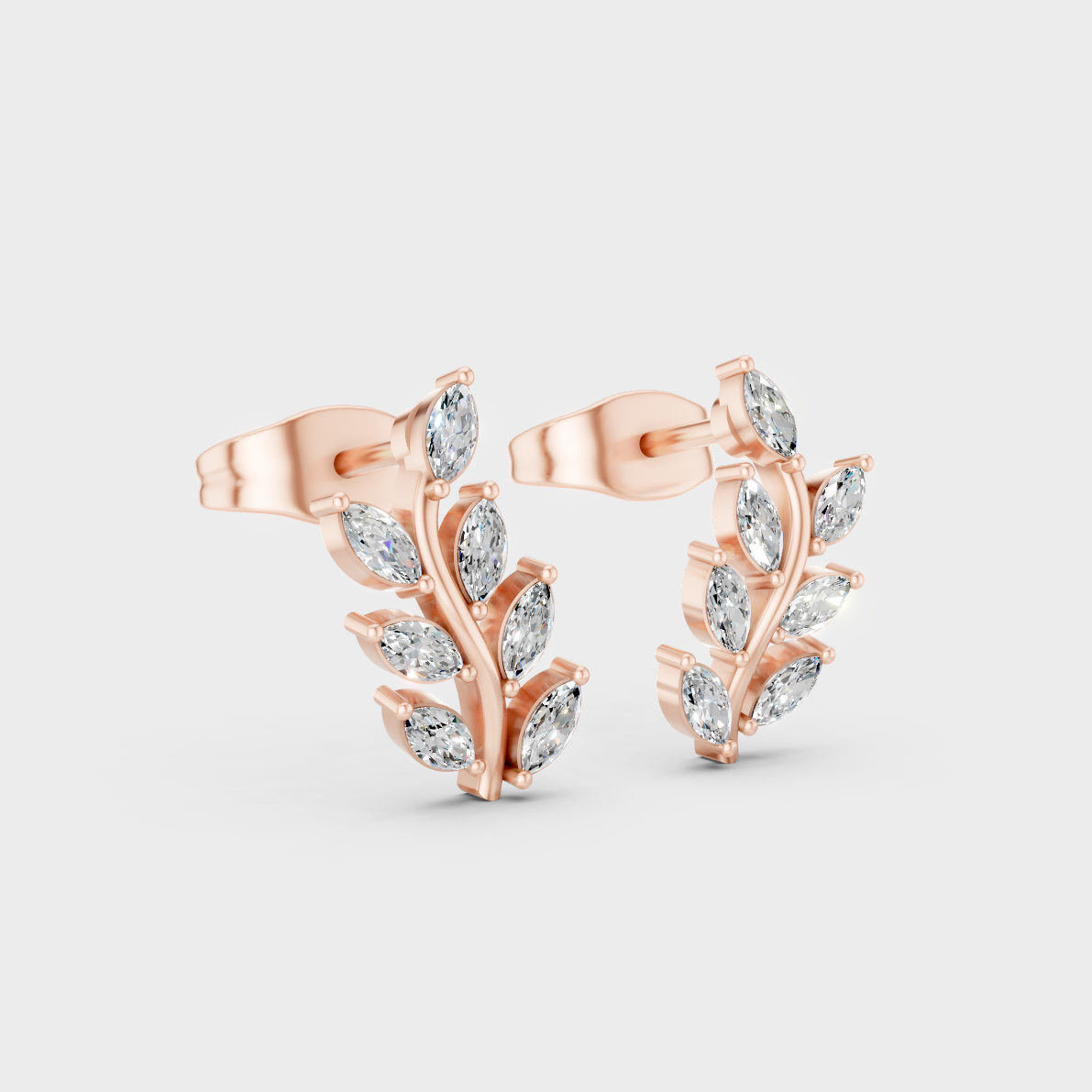  Sleek 14K Rose Gold Studs Featuring Certified 0.17 Carat Each Marquise Lab Diamonds 