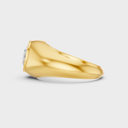 Radiant Yellow Gold Men’s Band With Certified Round Solitaire Showcase
