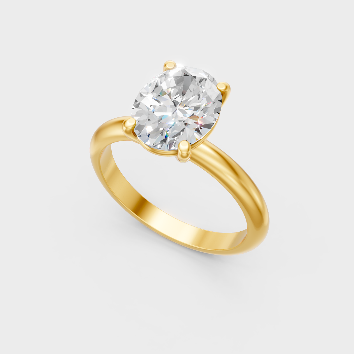 Sleek 18K Yellow Gold Engagement Ring Featuring Oval Lab Diamond
