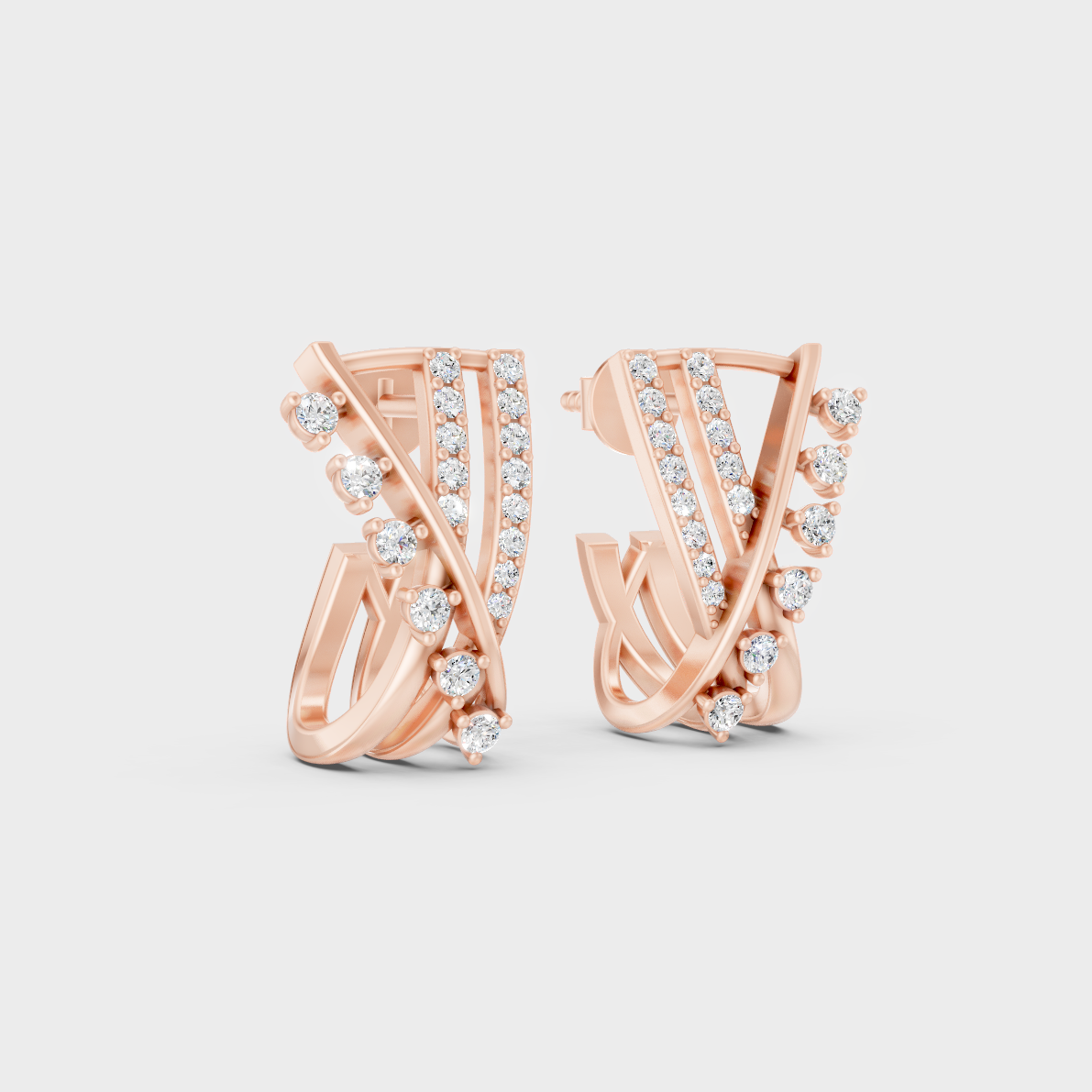  Sleek 14K Rose Gold Studs Featuring Certified 0.19 Carat Each Round Lab Diamonds 