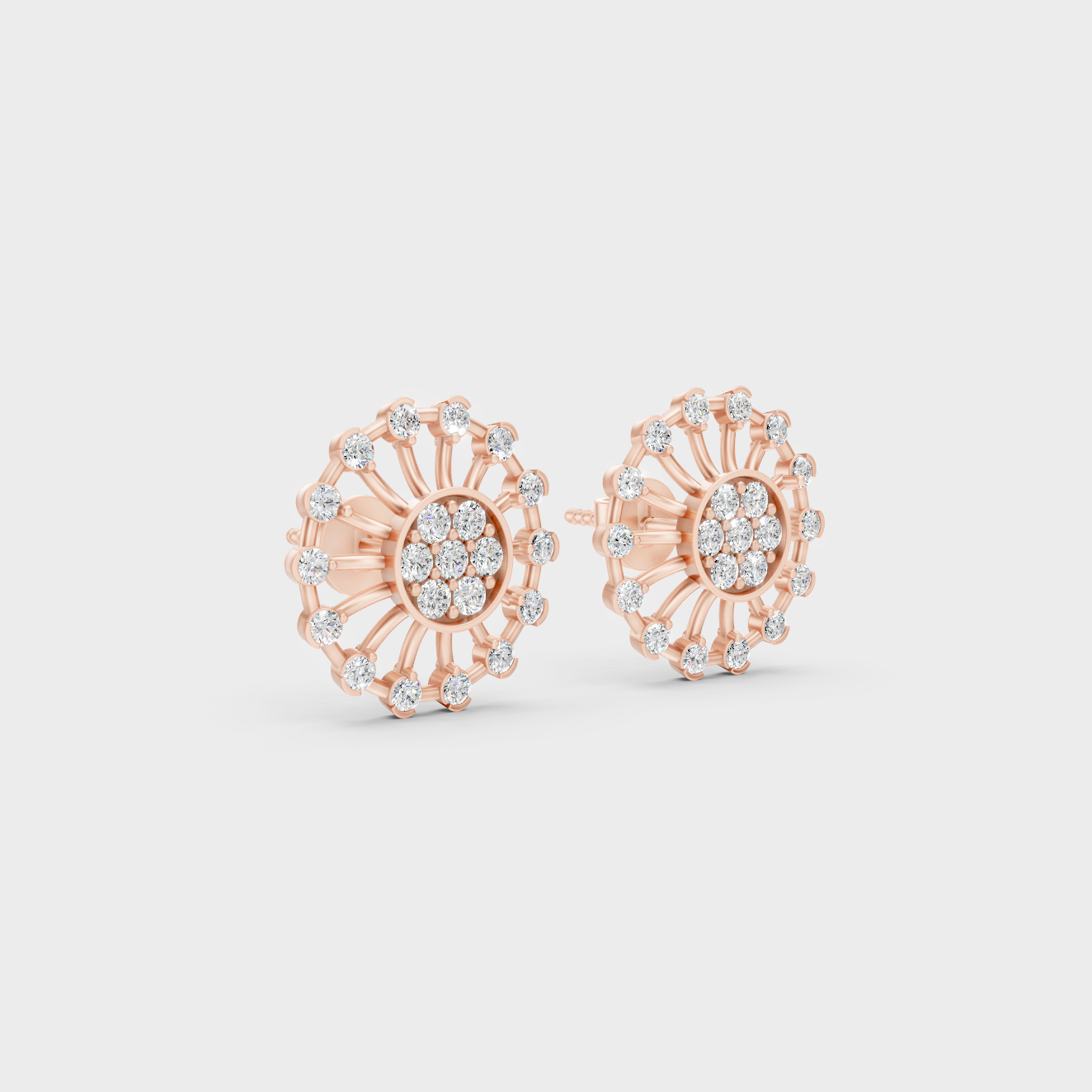 Sleek 14K Rose Gold Studs Featuring Certified 0.35 Carat Each Round Lab Diamonds 