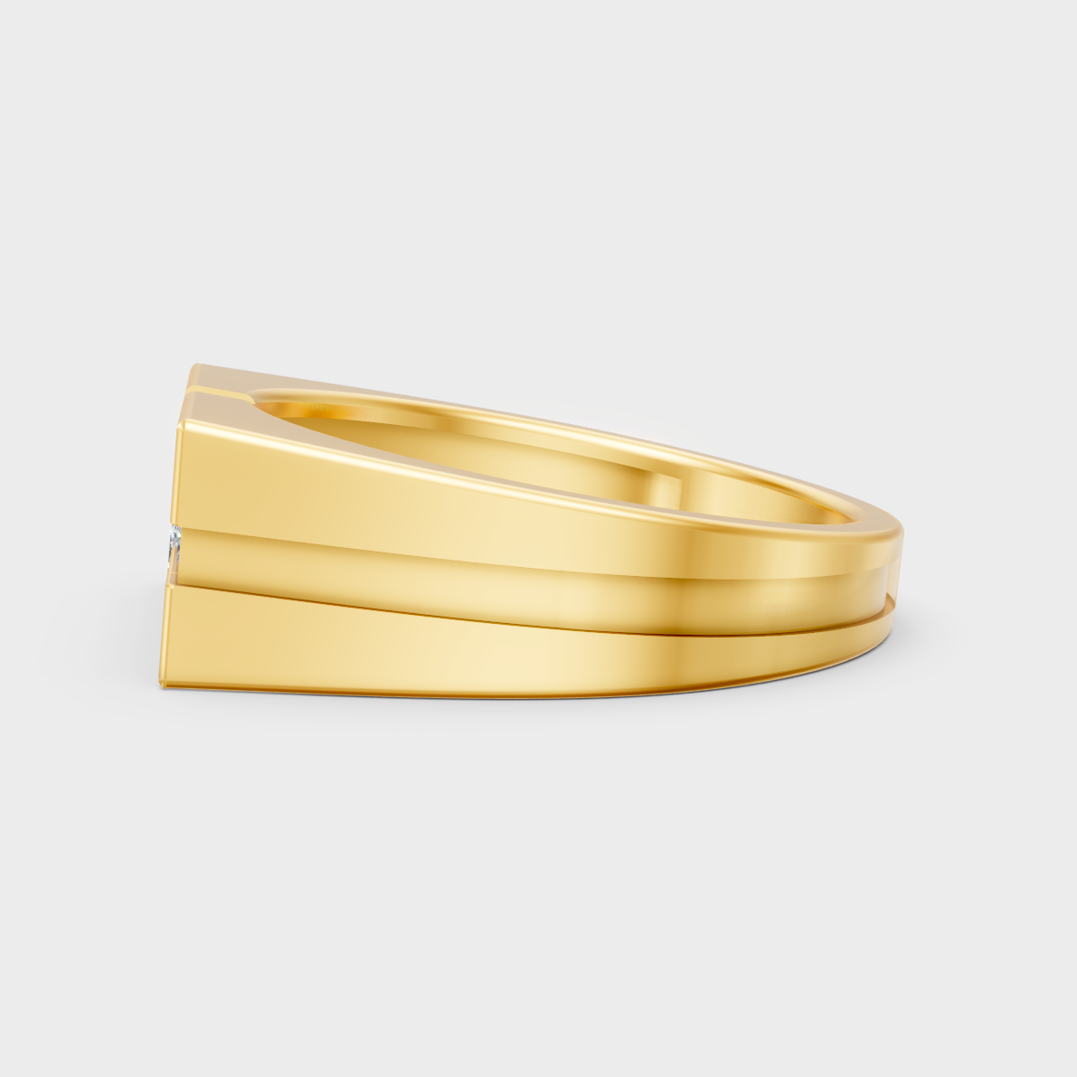 Radiant Yellow Gold Men’s Statement Band With Certified 0.22Ct Mixed-Cut Solitaire
