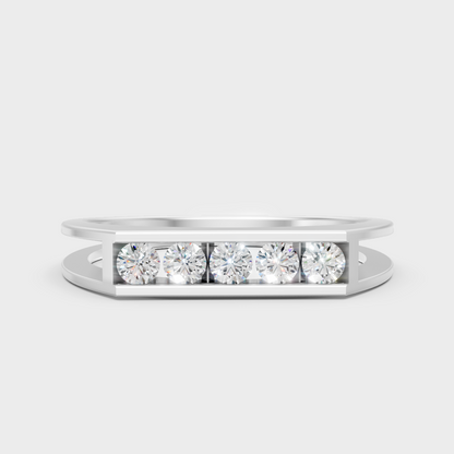 GLI Certified 0.25 Carat Round-Cut Lab-Grown Diamond Men’s Ring In 14K White Gold