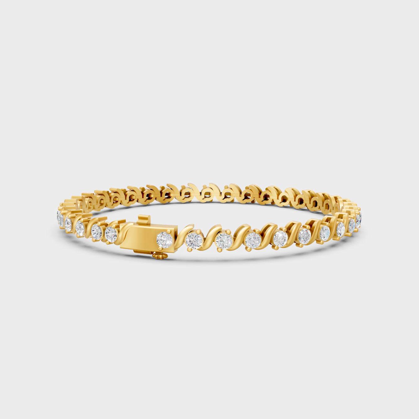 Brilliant Round Diamond Tennis Bracelet Yellow Gold