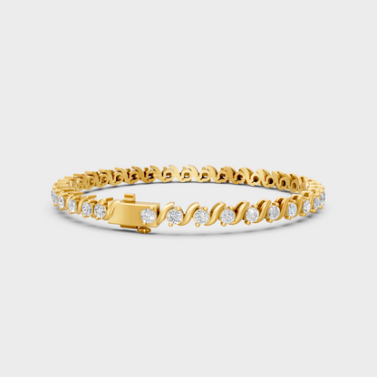 Brilliant Round Diamond Tennis Bracelet Yellow Gold