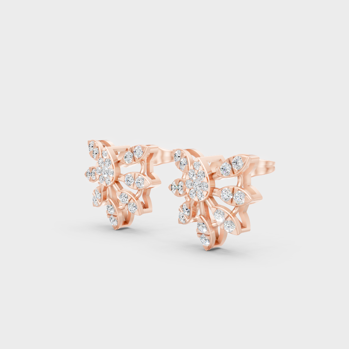  9K Rose Gold Round-Cut Lab-Grown Diamond Earrings With Hallmark Quality 