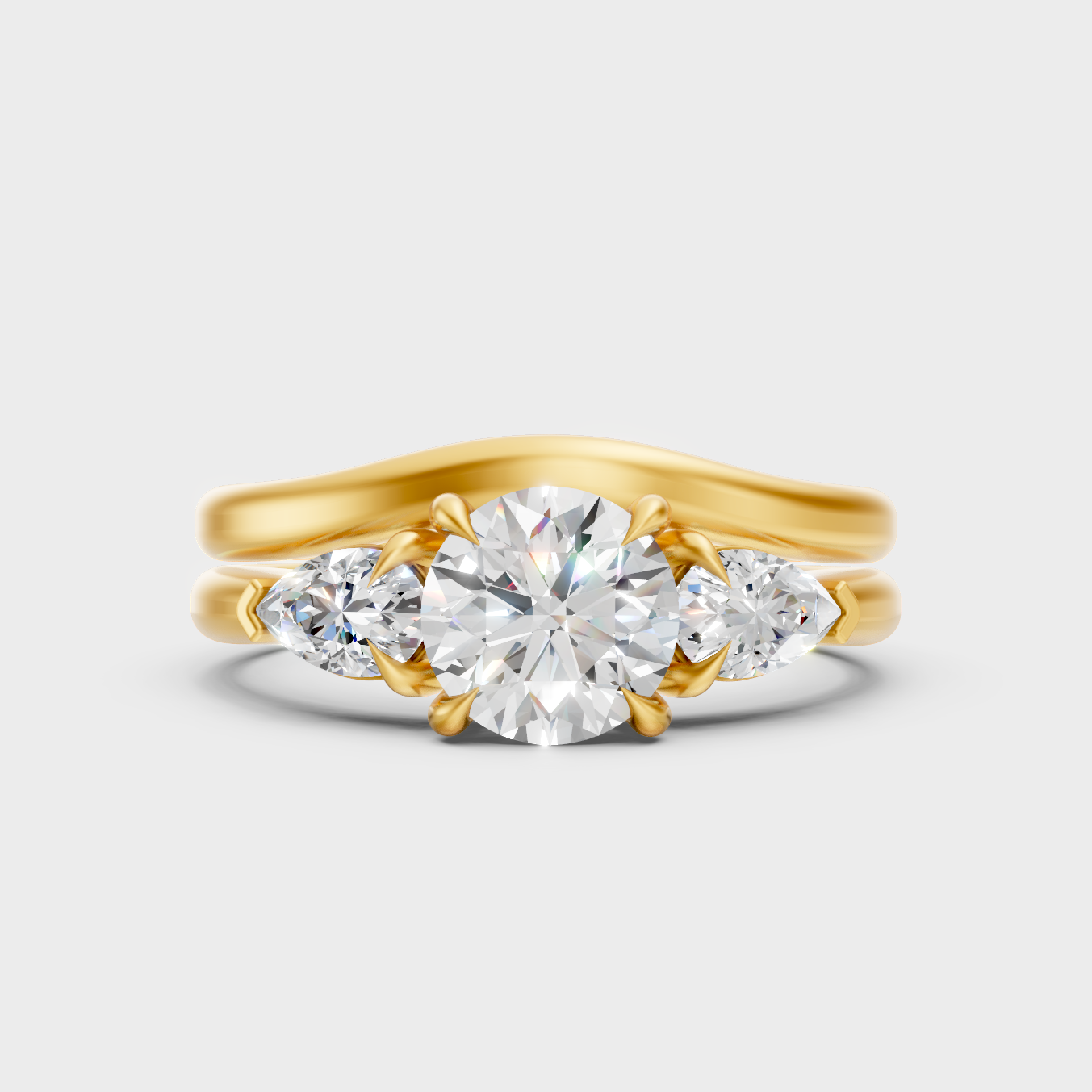 Certified Round-Cut Lab-Grown Diamond Bridal Set In 18K Yellow Gold