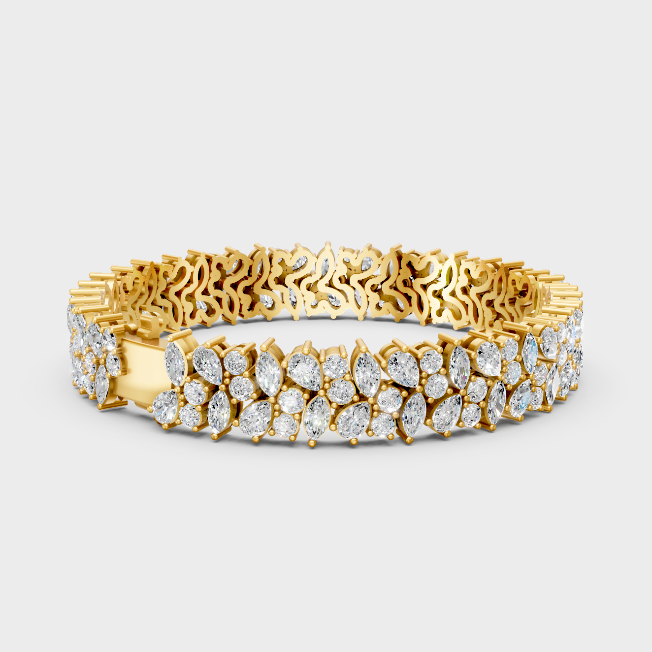 Brilliant Multi Shape Diamond Bracelet Yellow Gold
