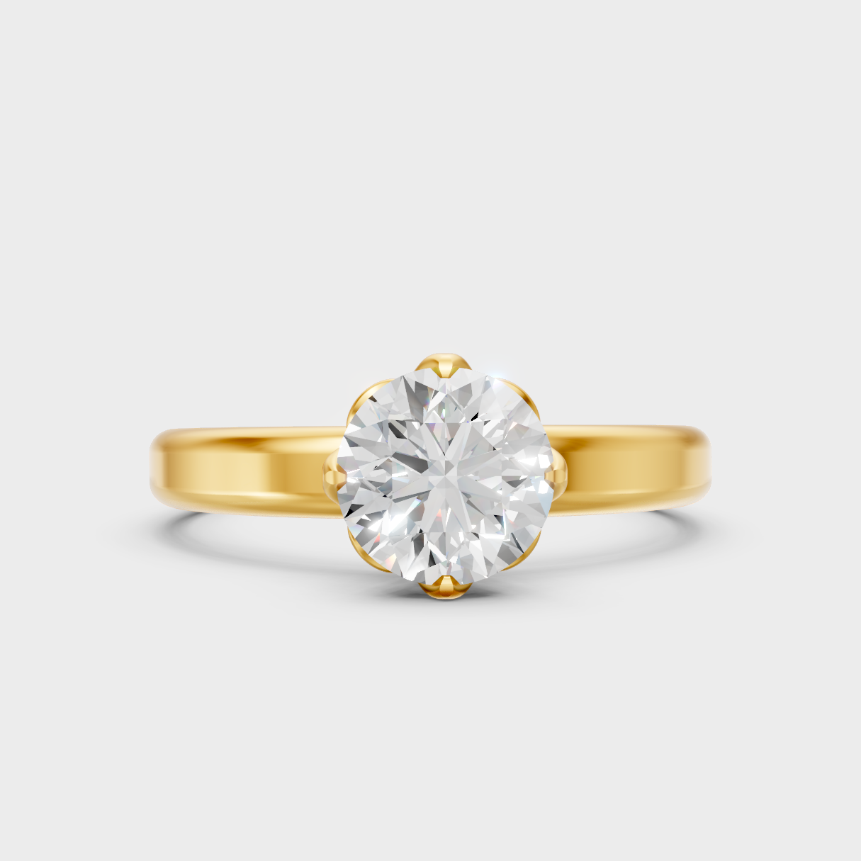 Igi Certified Round Lab-Grown Diamond Engagement Ring In 18K Yellow Gold