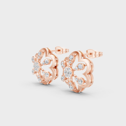 9K Rose Gold Round-Cut Lab-Grown Diamond Earrings With Hallmark Quality