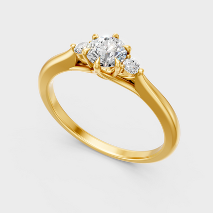 Unique Yellow Gold Solitaire Ring Featuring A Certified 0.76Ct Round Diamond 