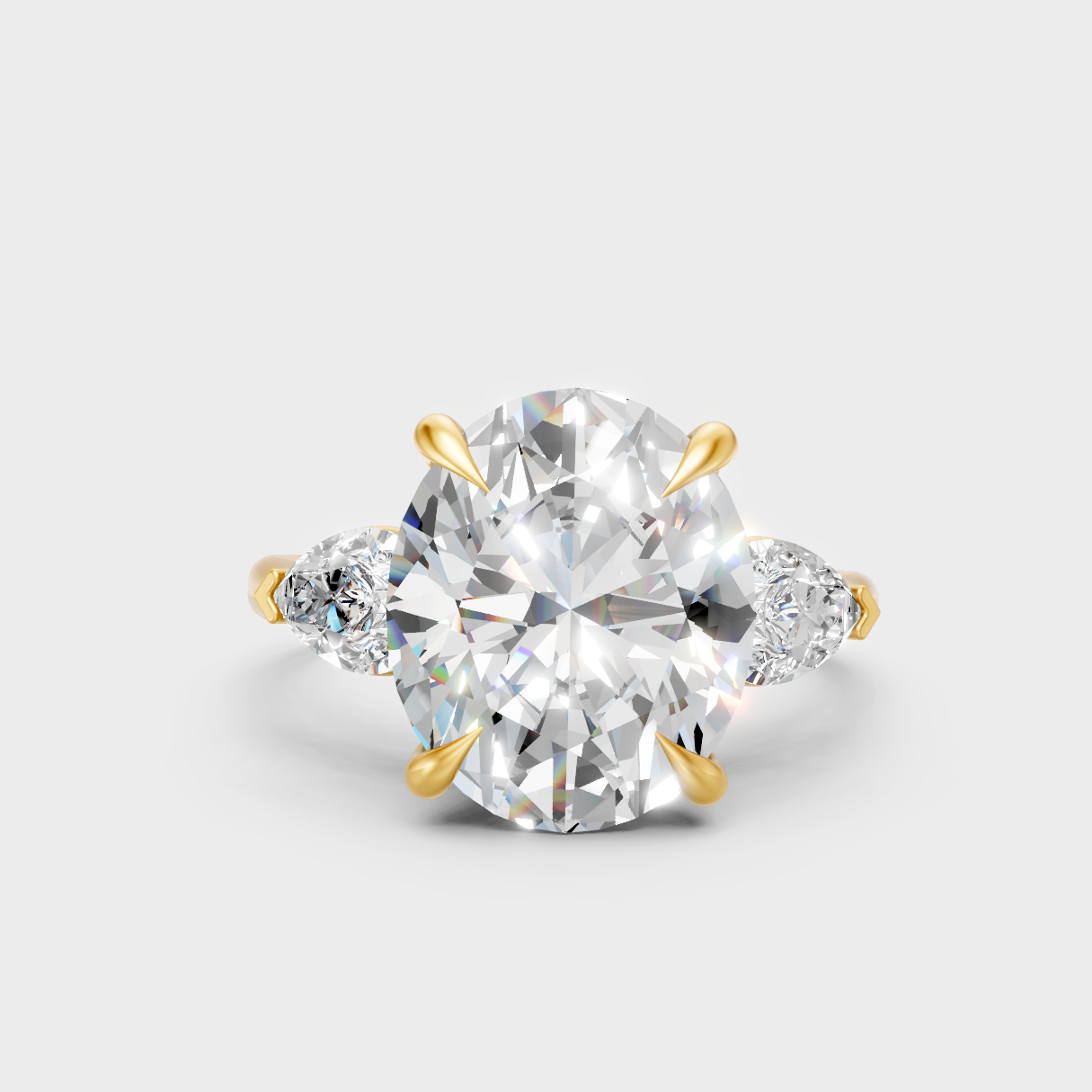 Igi Gli Certified Oval And Pear-Cut Lab-Grown Diamond Ring In 18K Yellow Gold