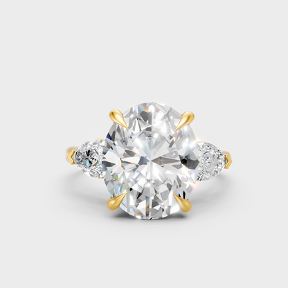 Igi Gli Certified Oval And Pear-Cut Lab-Grown Diamond Ring In 18K Yellow Gold