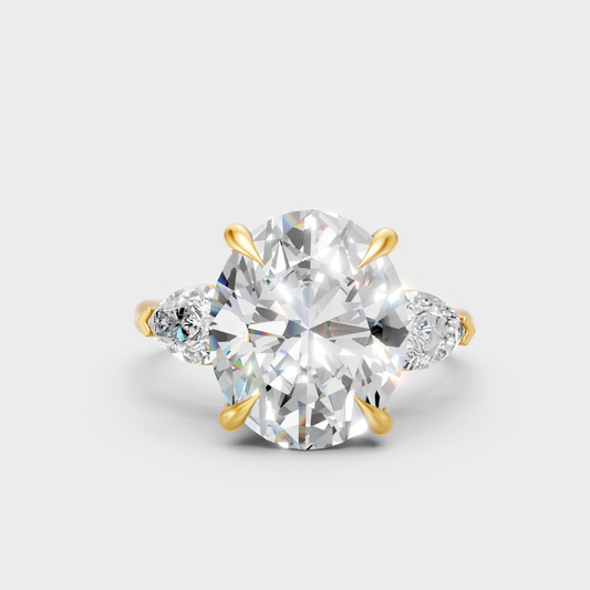 Igi Gli Certified Oval And Pear-Cut Lab-Grown Diamond Ring In 18K Yellow Gold