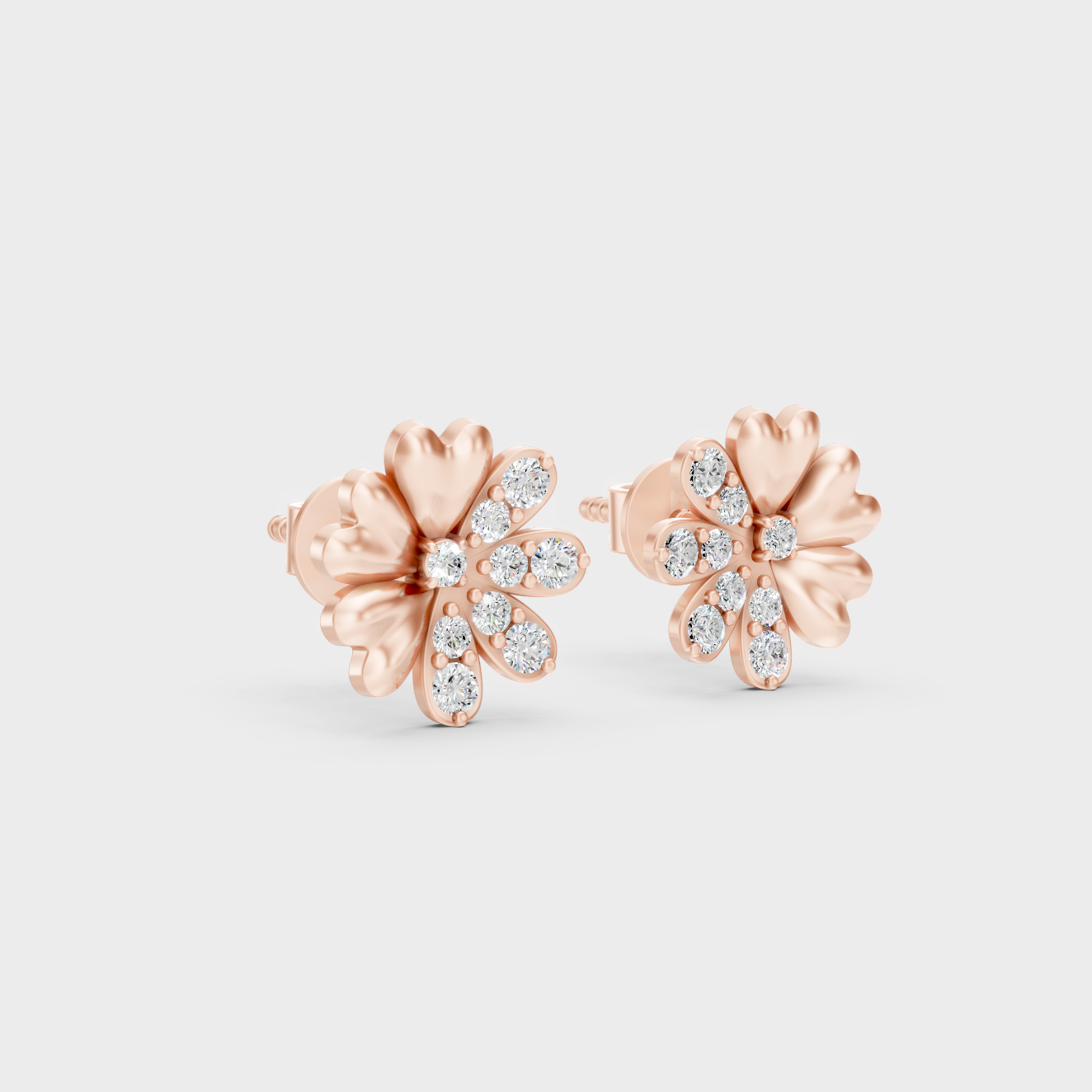  Sleek 14K Rose Gold Studs Featuring Certified 0.17 Carat Each Round Lab Diamonds