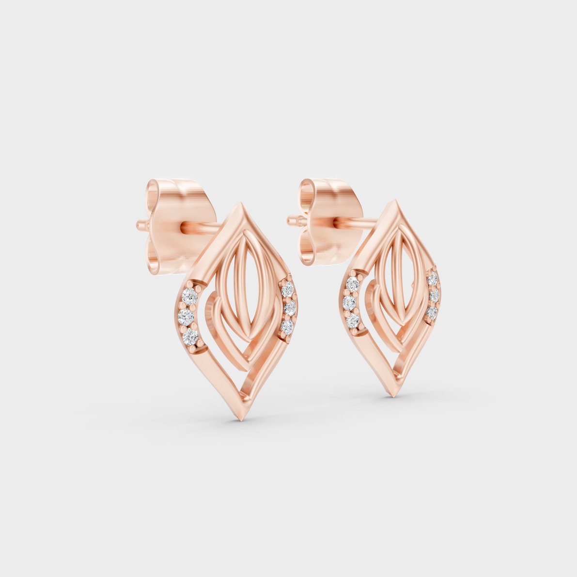 Sleek 14K Rose Gold Studs Featuring Certified 0.03 Carat Each Round Lab Diamonds