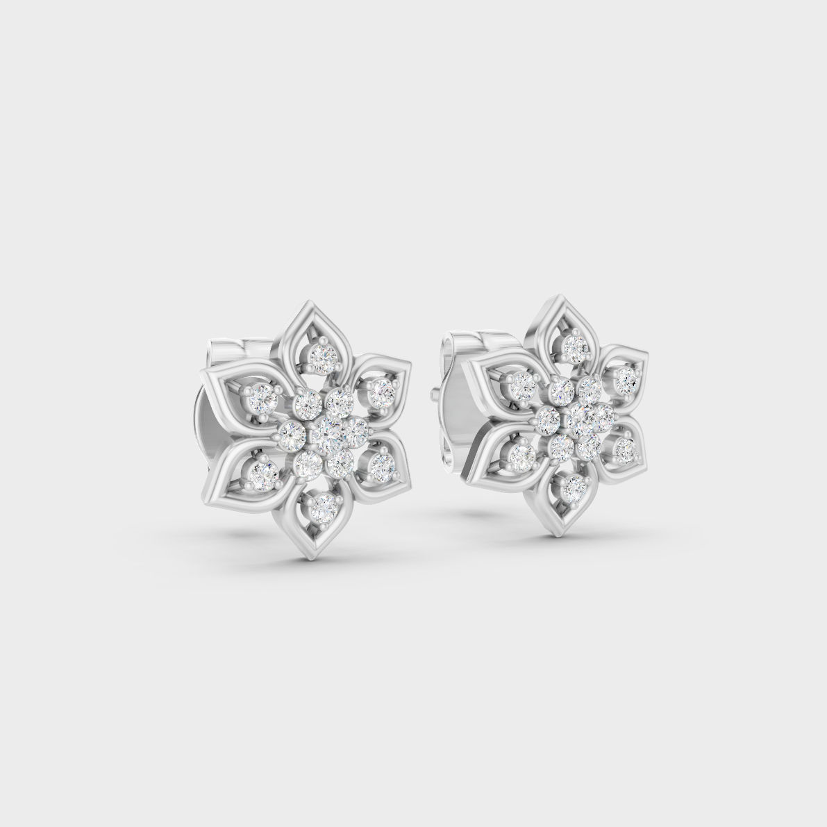 Sleek 18K White Gold Studs Featuring 0.07 Carat Each Round Lab Diamonds