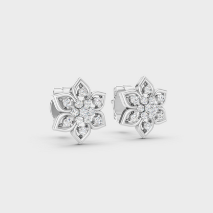 Sleek 18K White Gold Studs Featuring 0.07 Carat Each Round Lab Diamonds
