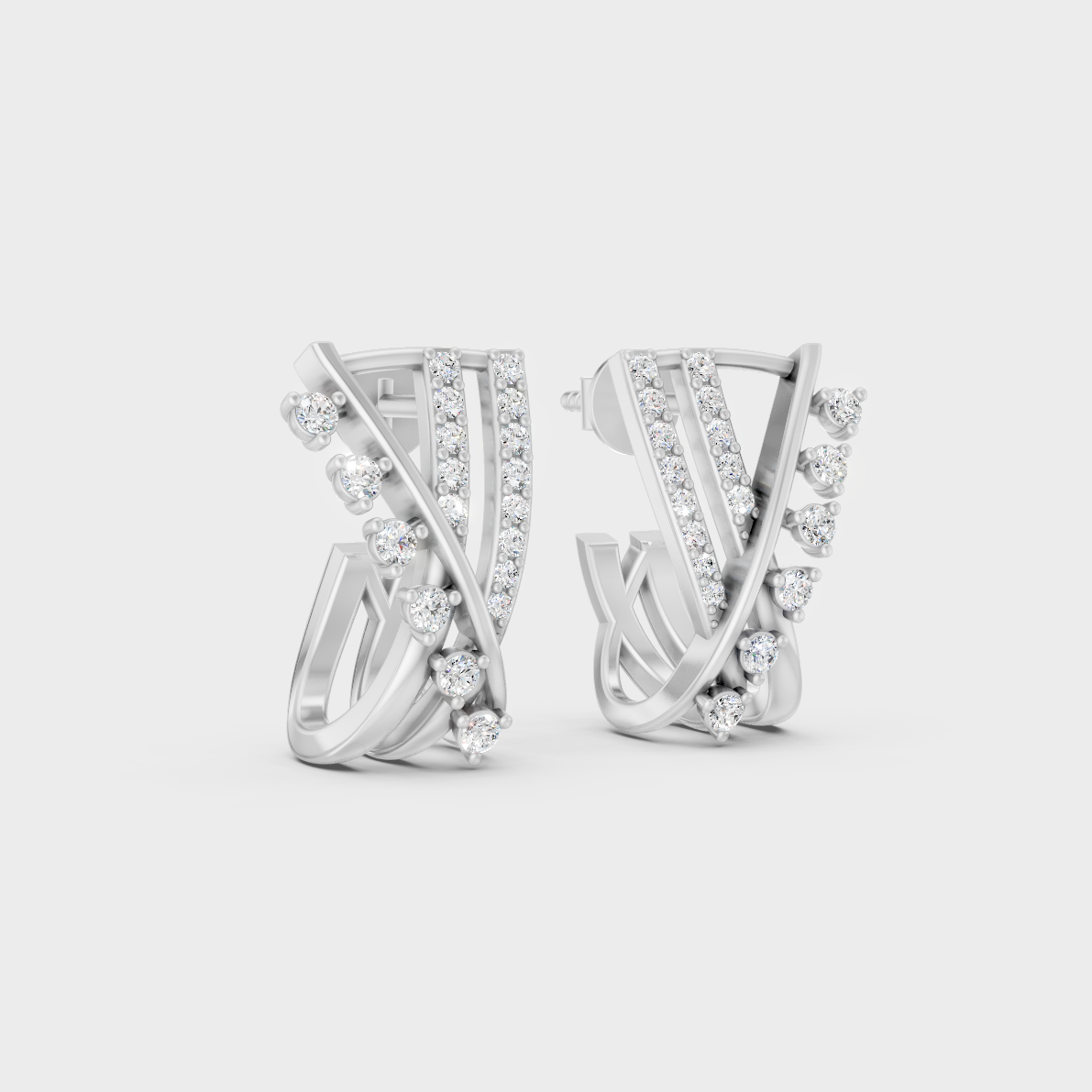 Sleek 18K White Gold Studs Featuring 0.19 Carat Each Round Lab Diamonds