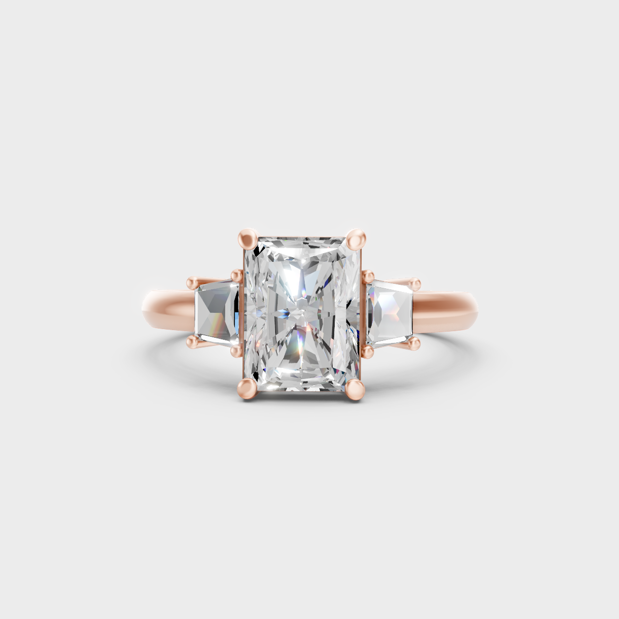 Classic 18K Rose Gold Engagement Ring With Radiant Lab Diamond